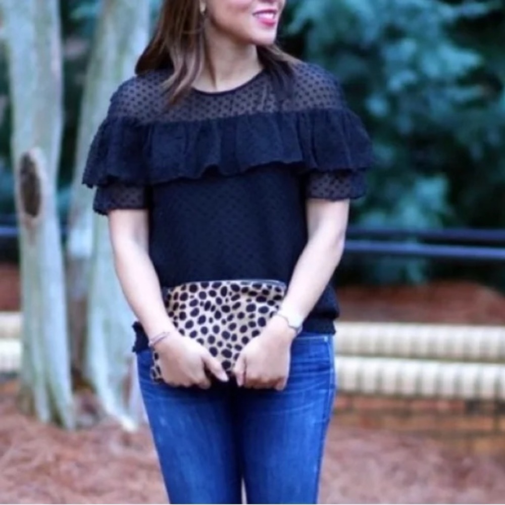 J Crew Black Sheer Blouse